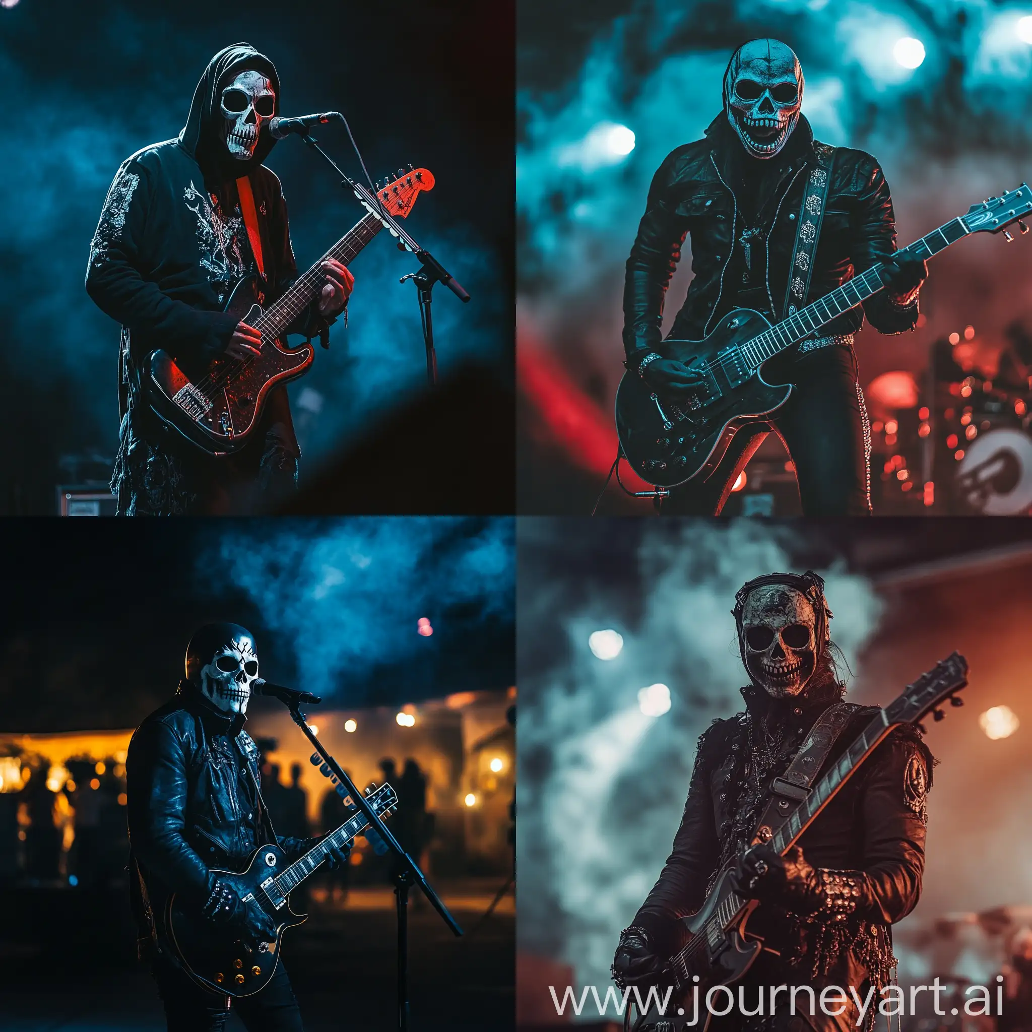 Guitarist-in-Skull-Mask-Performing-on-Stage-at-Night-Rock-Festival