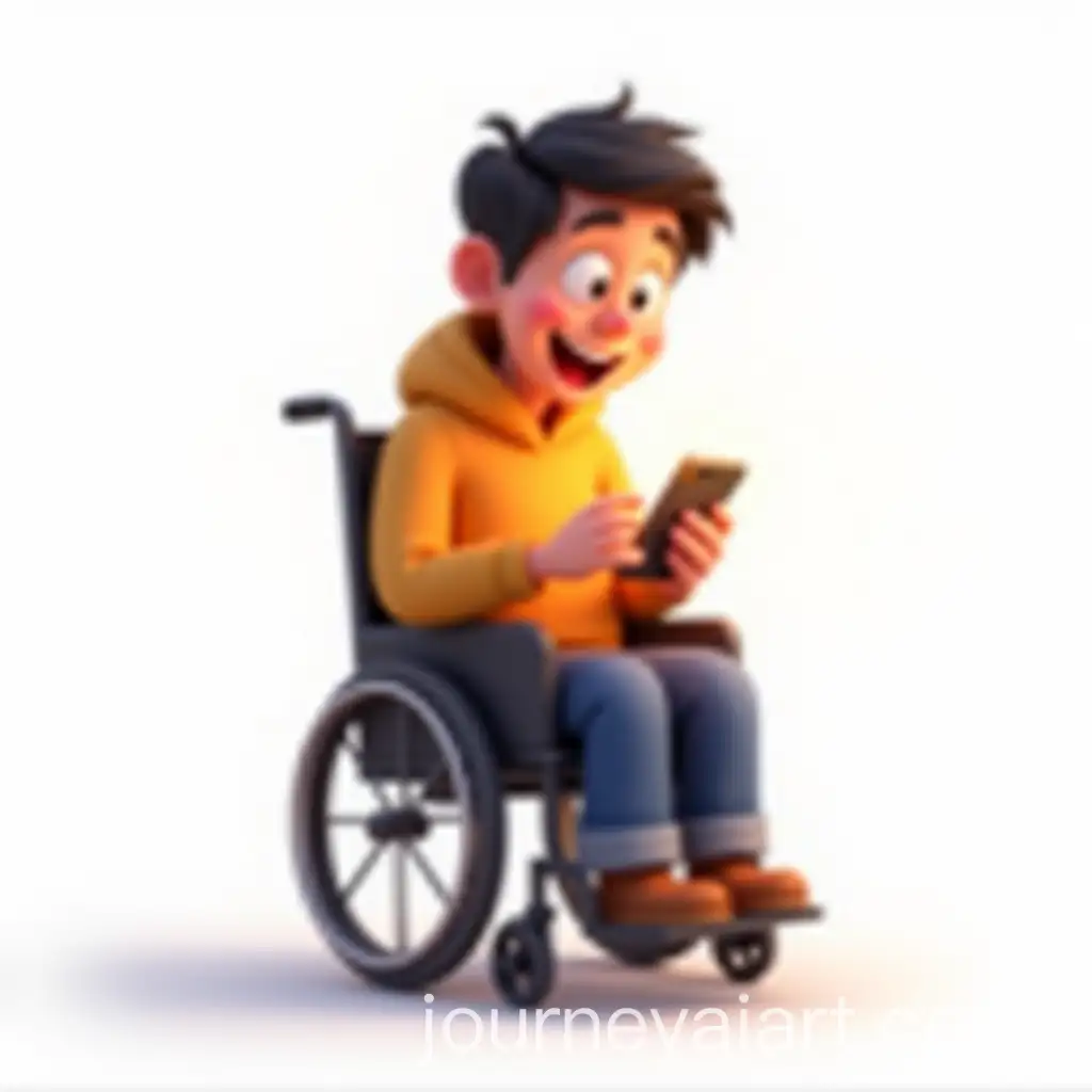 Joyful-Person-with-Disability-Using-Smartphone-in-DisneyStyle-Cartoon-Illustration