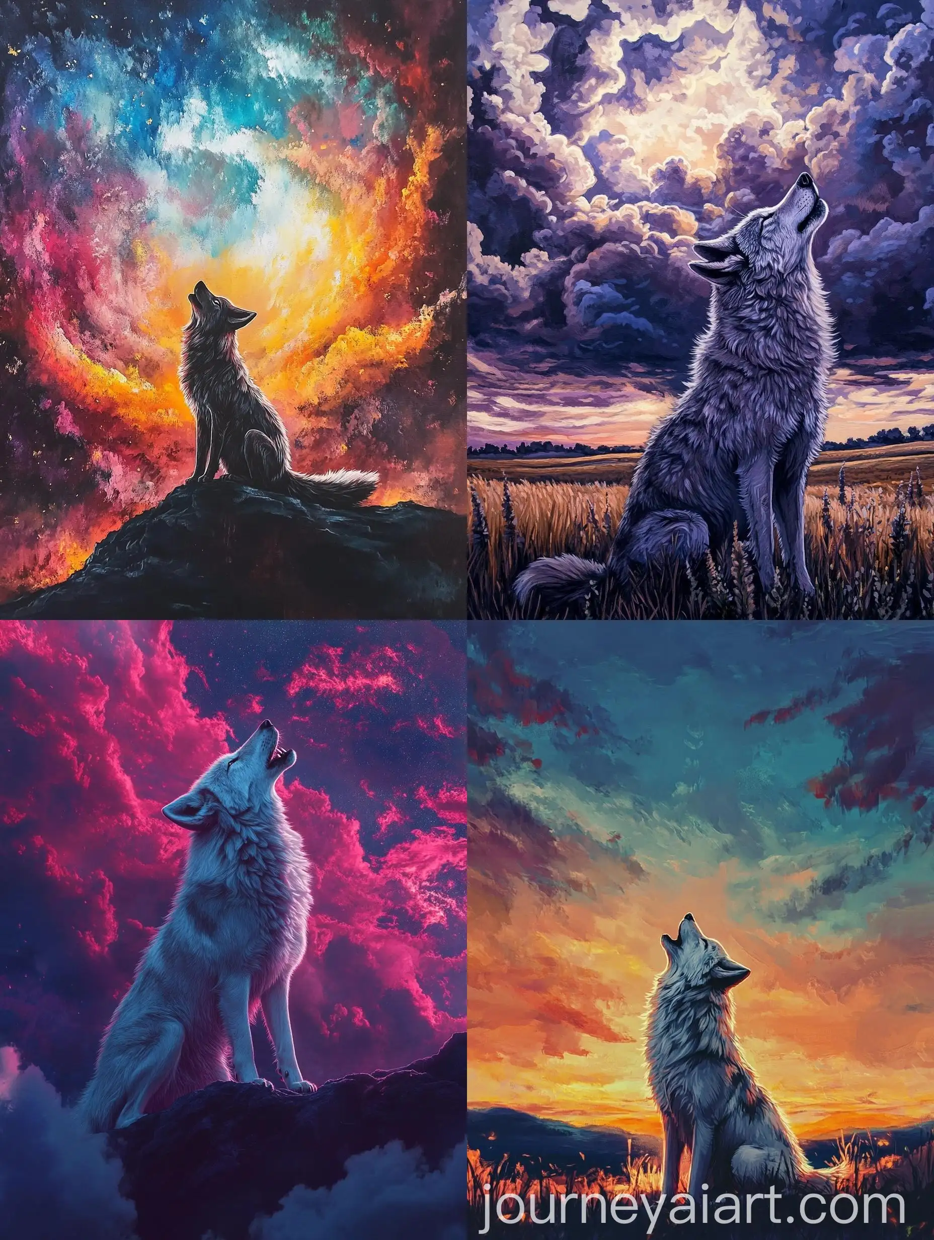 Lonewolf-Howling-Under-a-Psychedelic-Sky