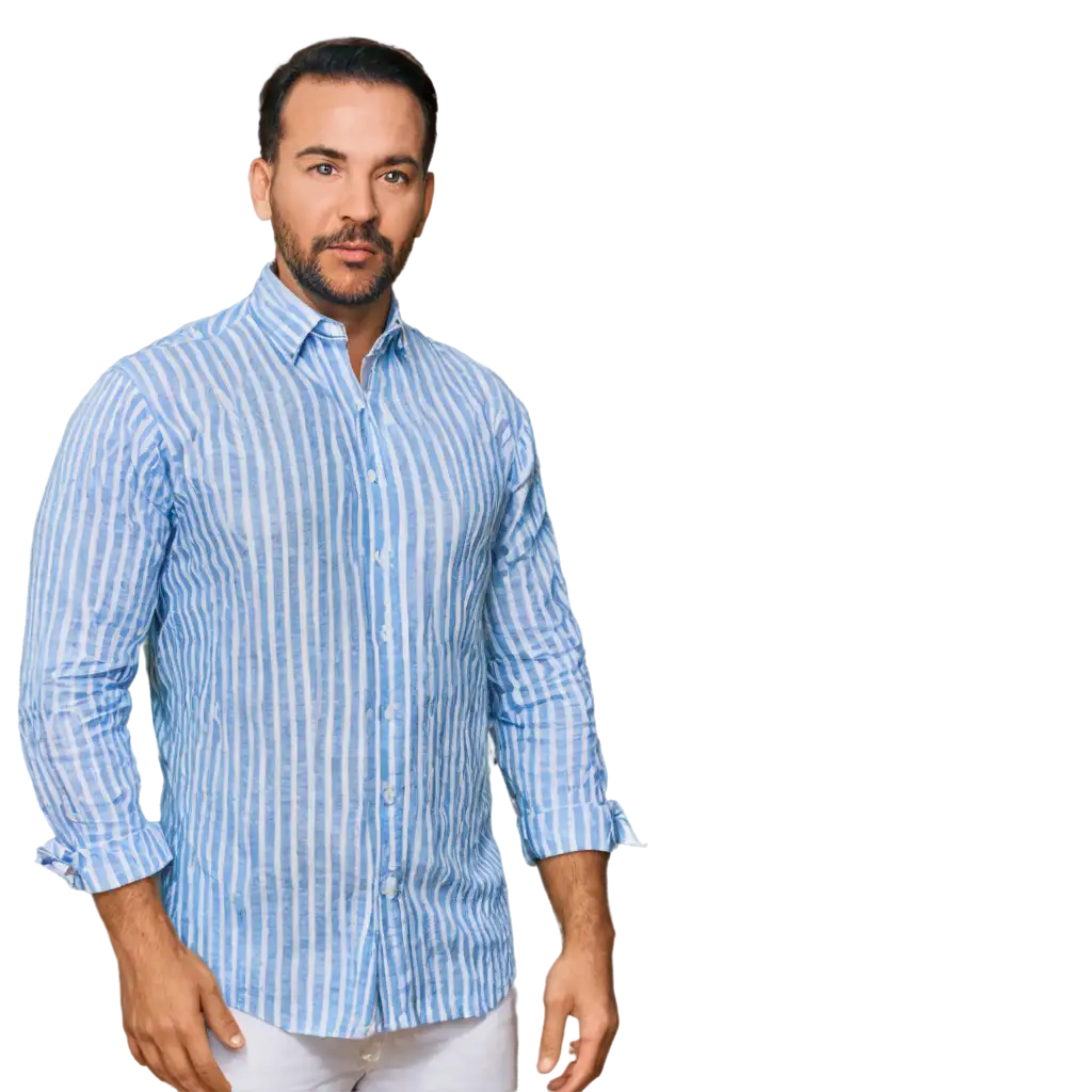 sky blue striped linen shirt