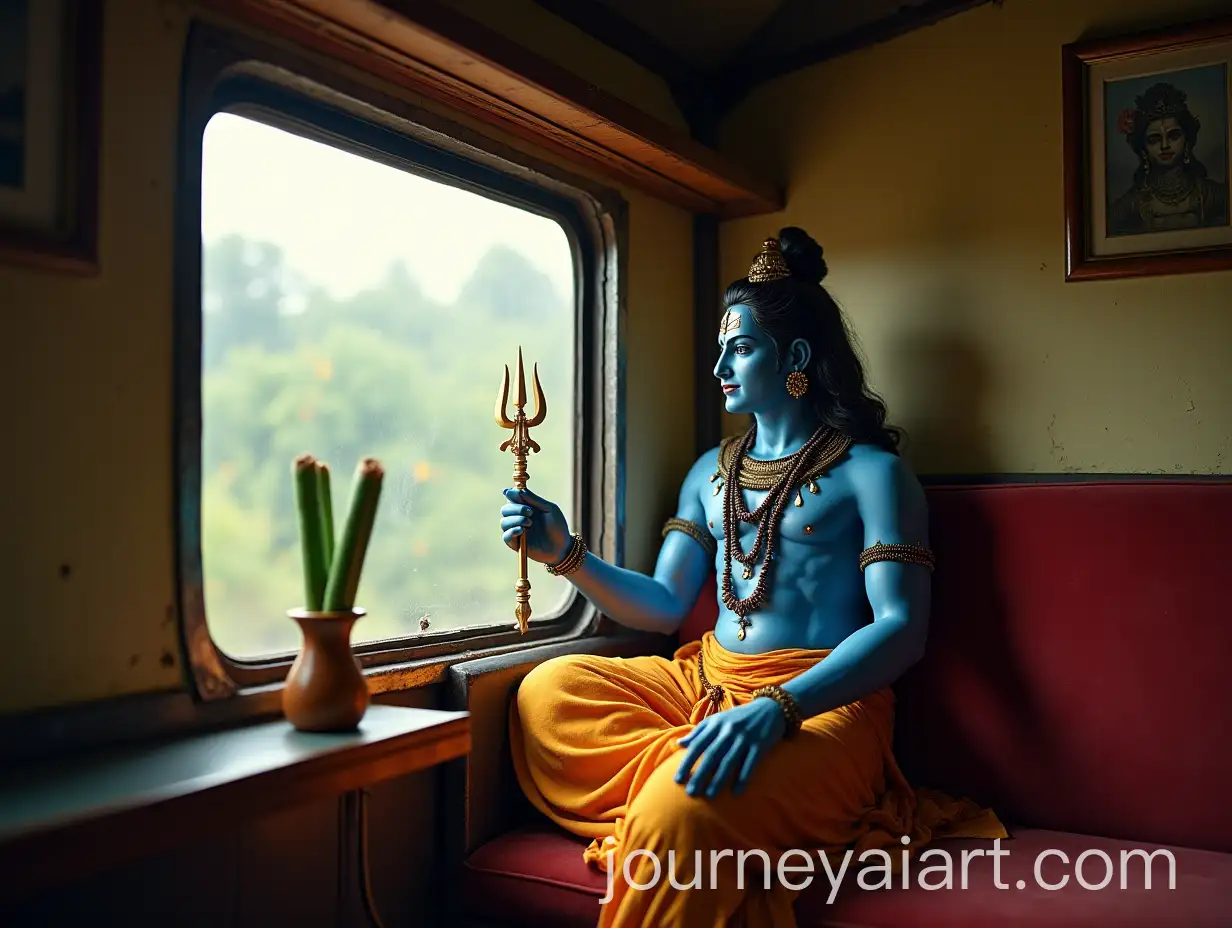 Lord-Shiva-Sitting-Inside-Indian-Train-with-Trishul-and-Sugarcanes