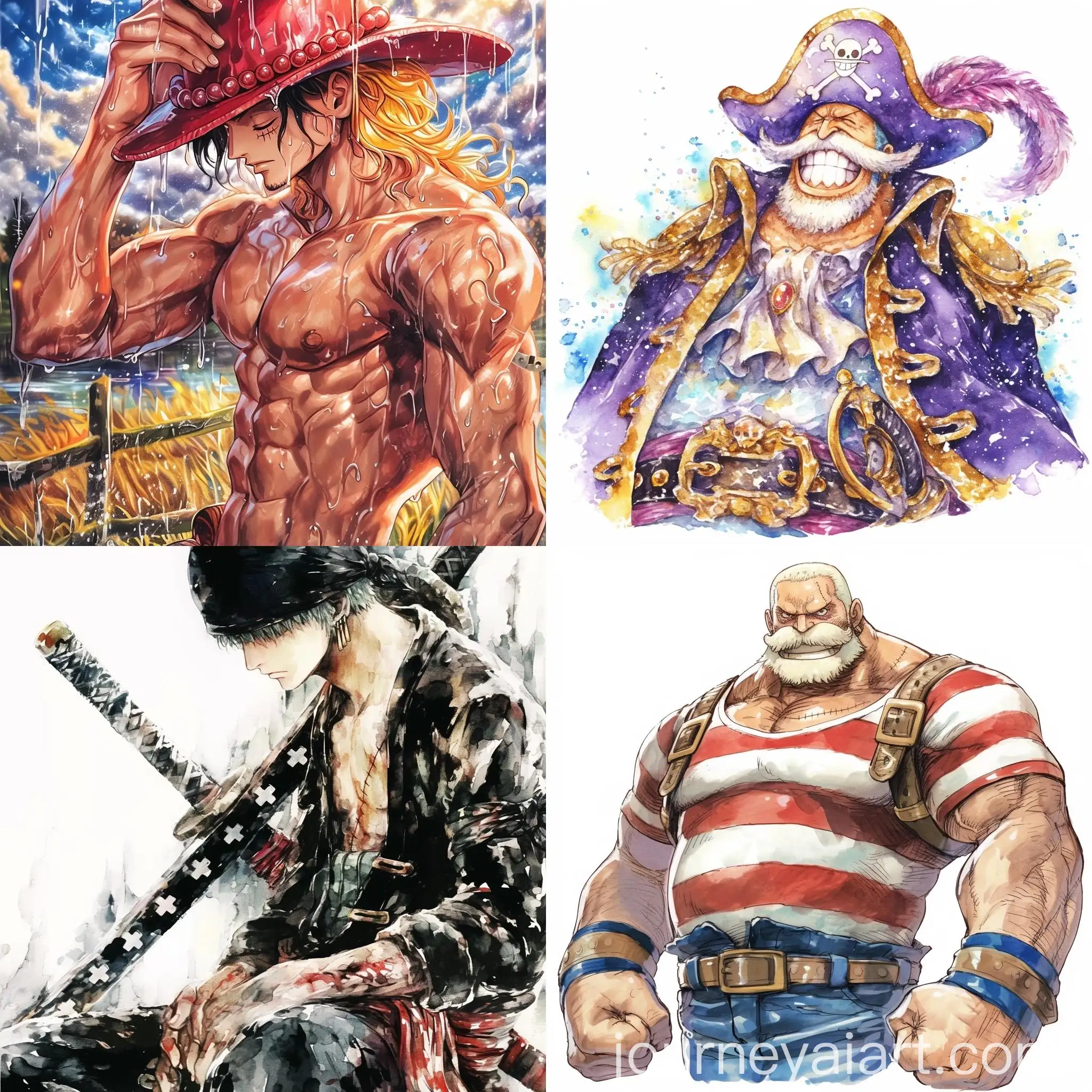 Watercolor-Style-Gay-Pirate-Character-from-One-Piece-Manga