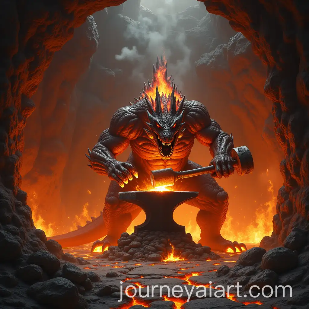 Mighty-Dragon-Forging-Weapon-in-Ancient-Lava-Cave