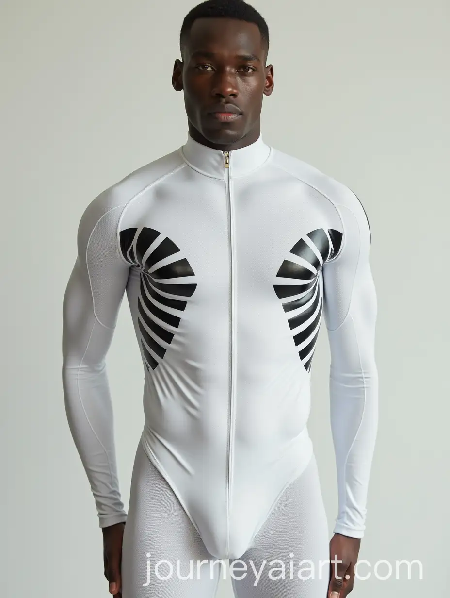 Man-in-Glossy-White-Bodysuit-with-Bold-Black-Patterns