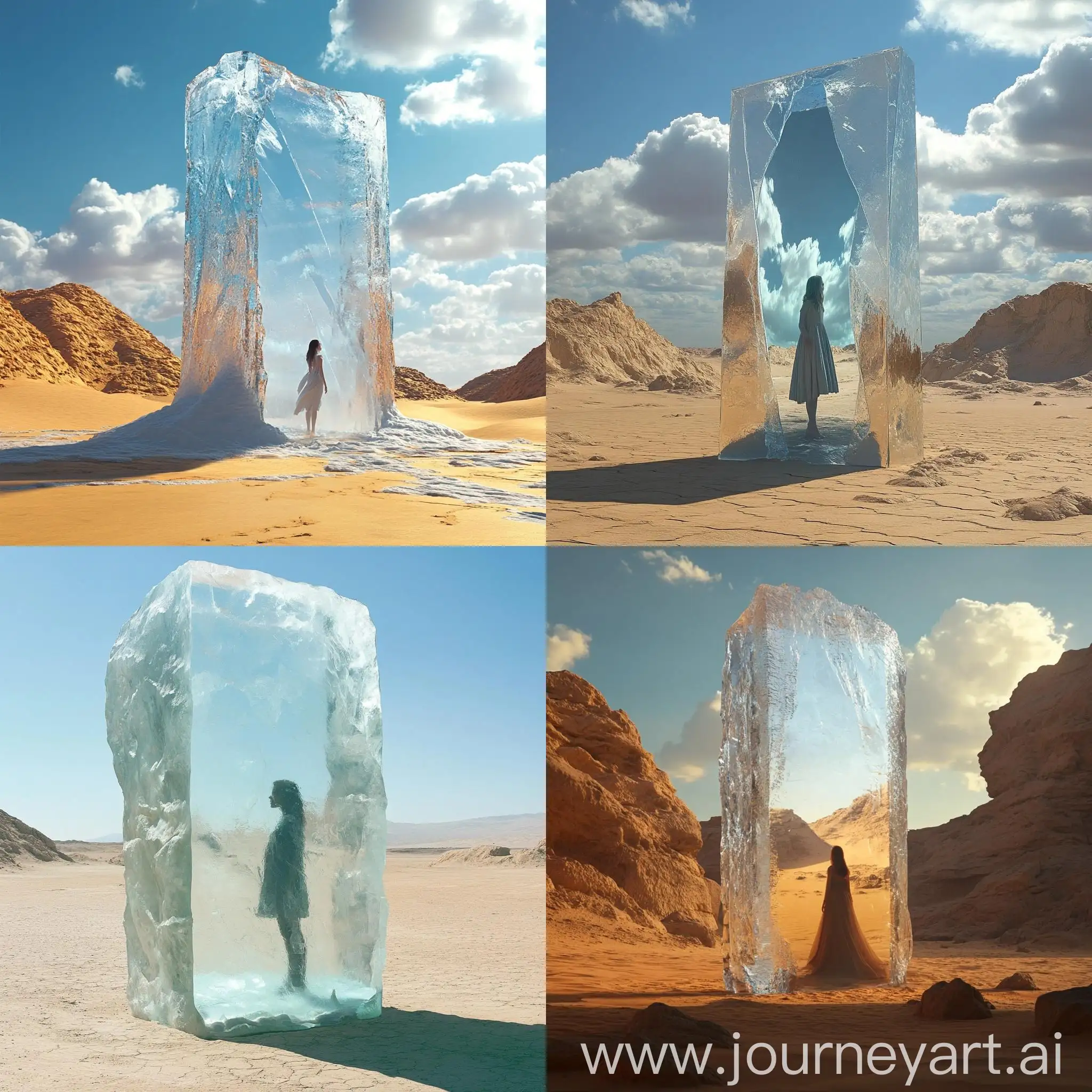 Girl-Standing-Inside-Icy-Stele-in-Desert