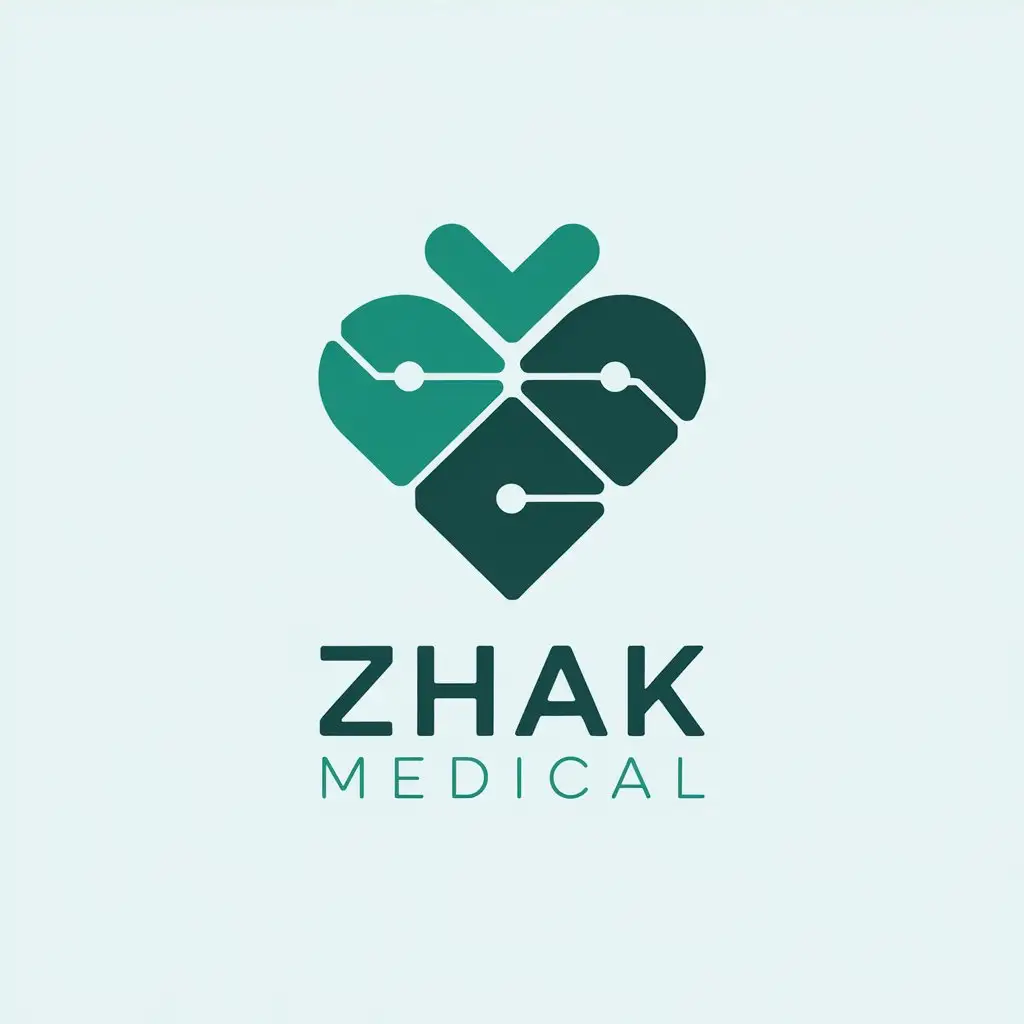 LOGO Design for ZHAK MEDICAL Heart Shape with Minimalist Elements Representing Health Care and Trust