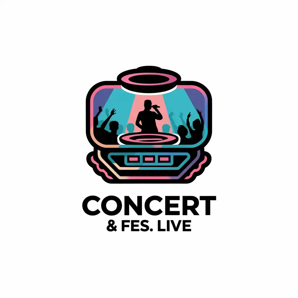 LOGO Design for Concert Fes Live Vector Logo Featuring Musical Concert Elements and DJ LED Lights