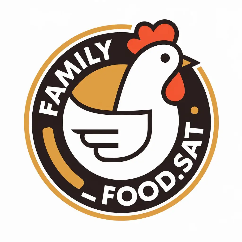 a vector logo design,with the text "family_food.sat", main symbol:chicken,Moderate,clear background