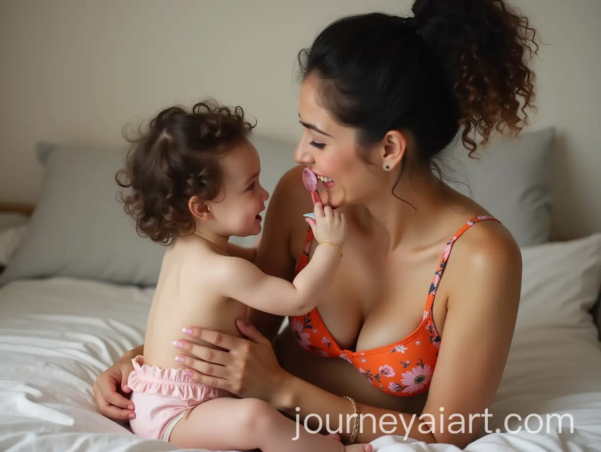 Persian-Mother-with-Children-Baby-Girl-Feeding-Baby-Boy-Pacifier