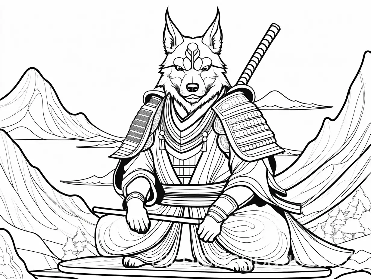 Samurai-Dog-Demon-Coloring-Page