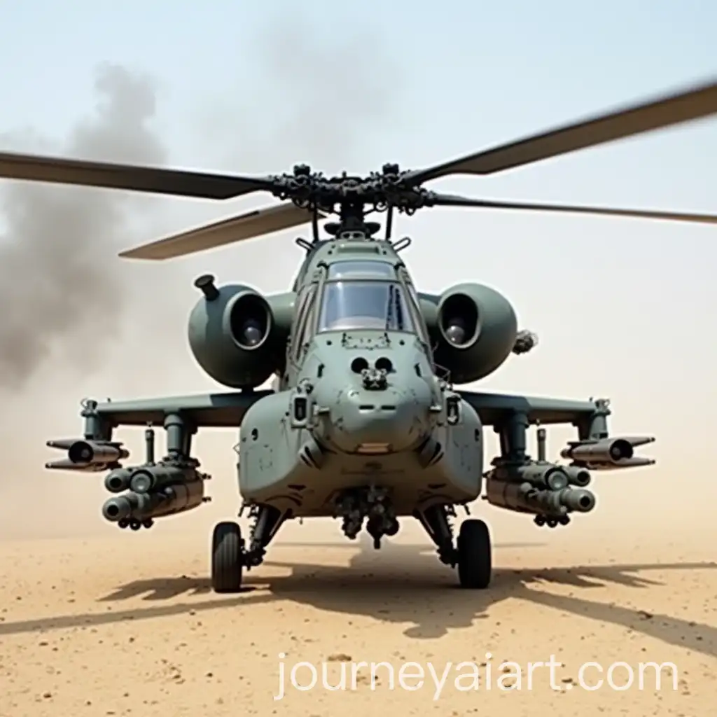 Russian-Military-AH64D-Helicopter-in-Desert-with-Smoke-and-Missiles