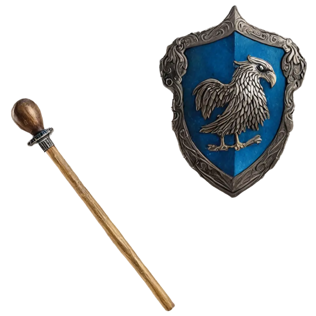 PNG-Image-of-Ravenclaw-Shield-and-Magic-Wand-by-Andrea-Oliveros