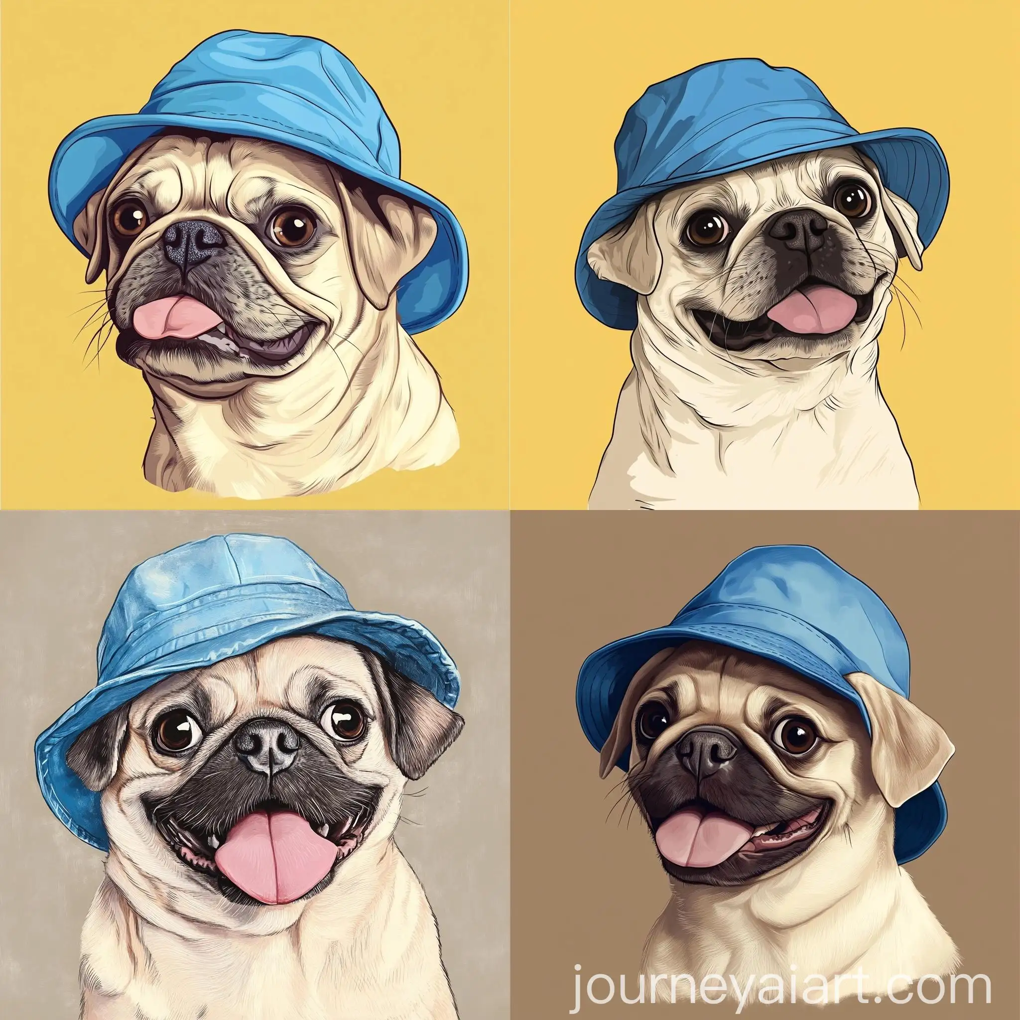 Cream-Colored-Pug-with-Blue-Bucket-Hat-YouTube-Profile-Picture