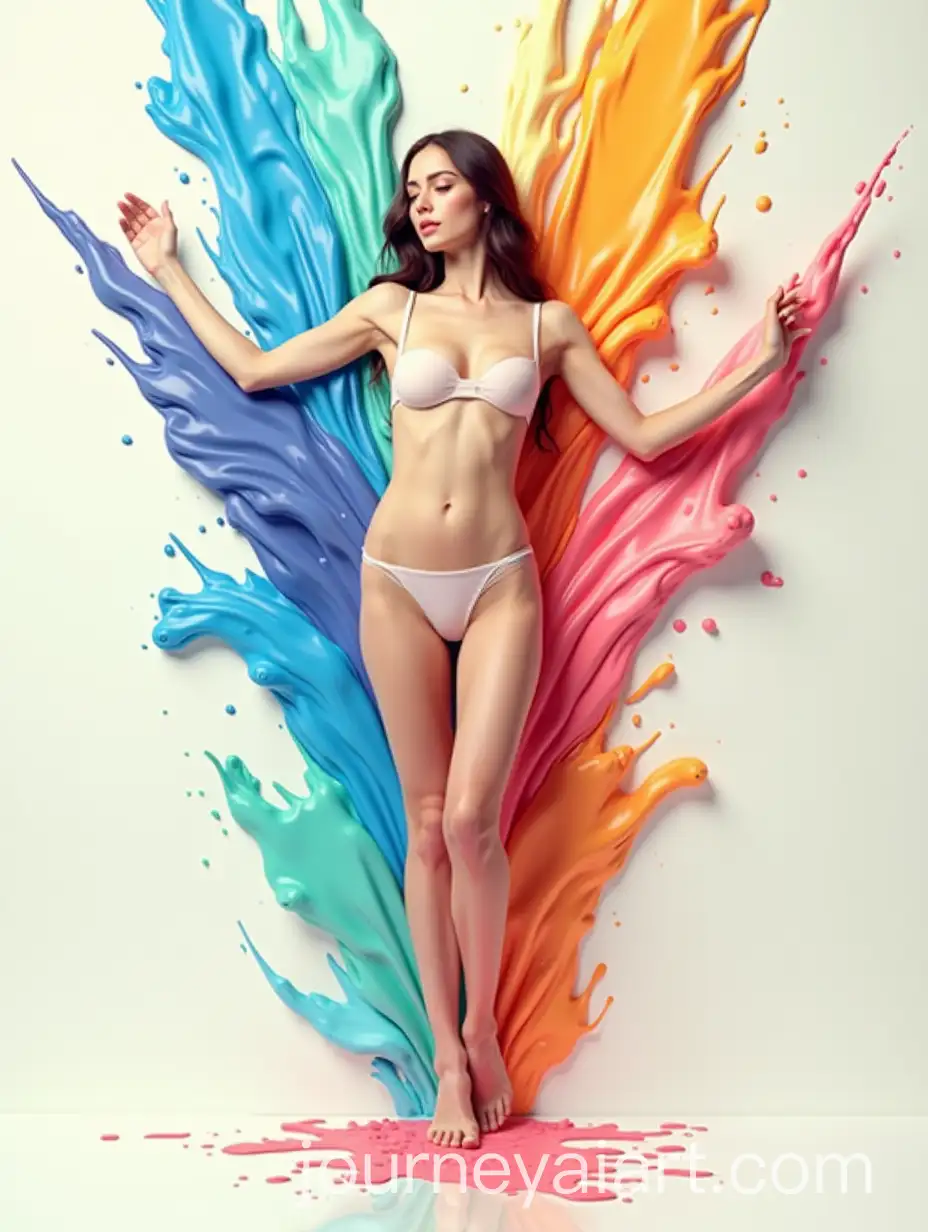 AvantGarde-Modern-Art-of-a-Beautiful-Woman-Surrounded-by-Exploding-Glossy-Paint