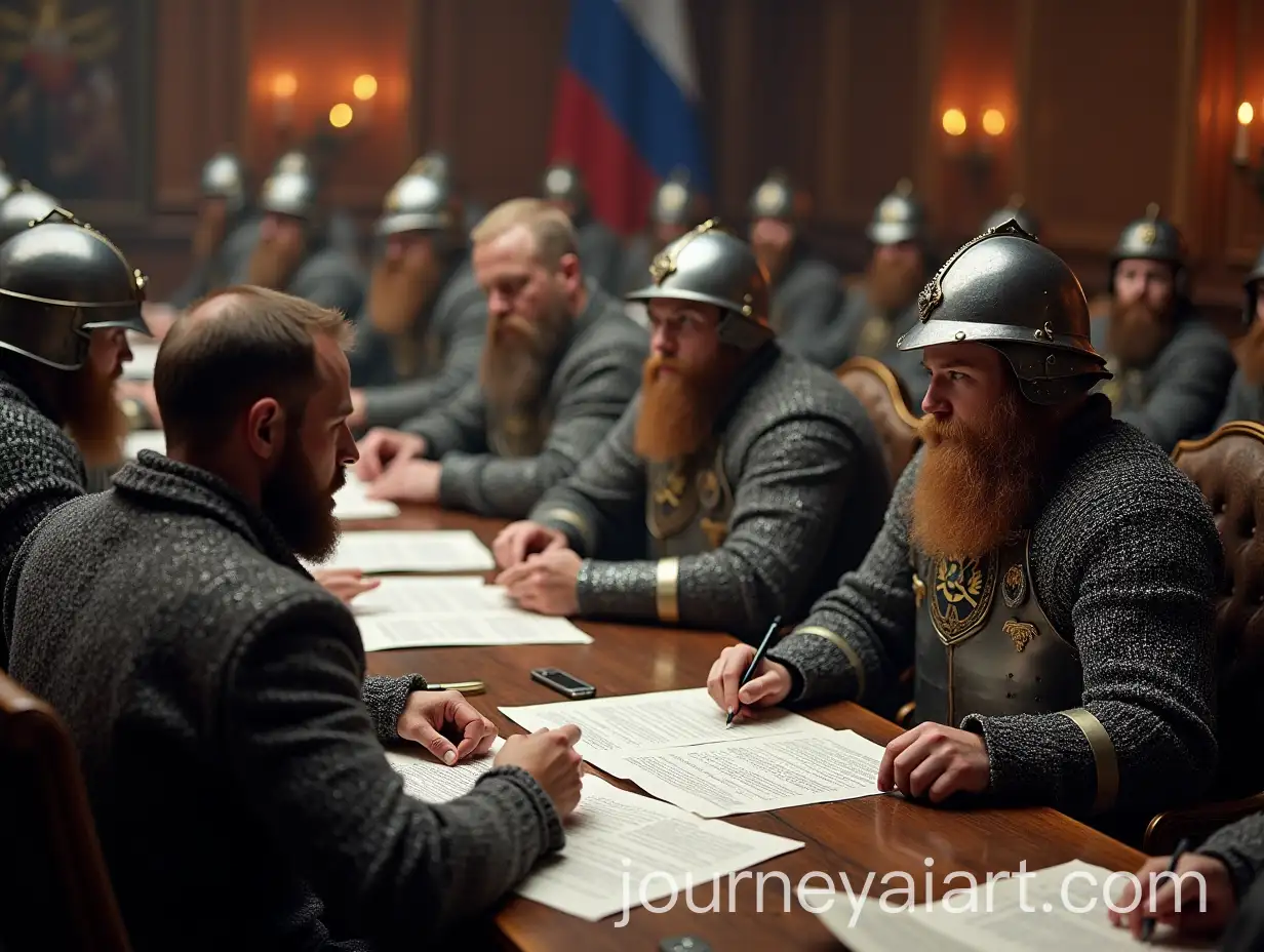 Russian-Heroes-in-Armor-Reviewing-Documents-from-Applicants