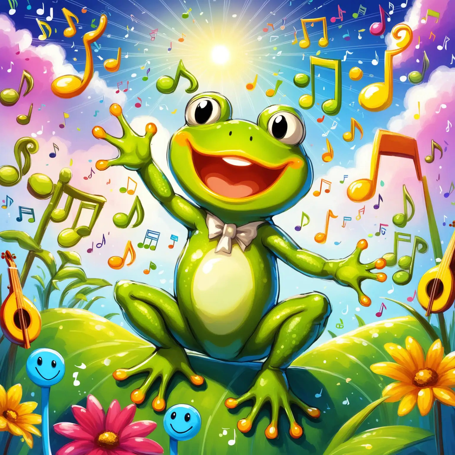 Cheerful-Frog-Singing-in-a-Vibrant-Musical-World