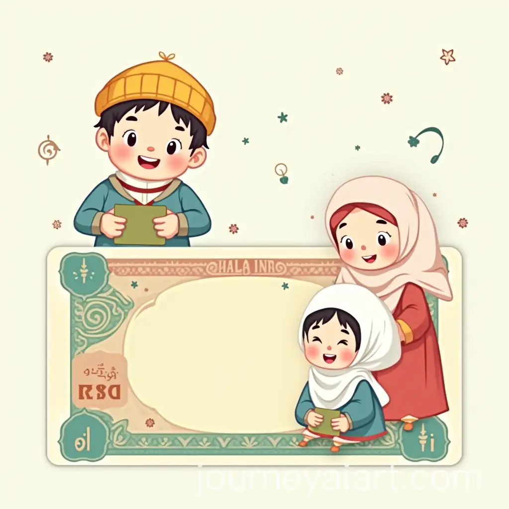 EidThemed-Money-Card-Design-with-CartoonStyle-Muslim-Boys-and-Girls-in-Colorful-Outfits