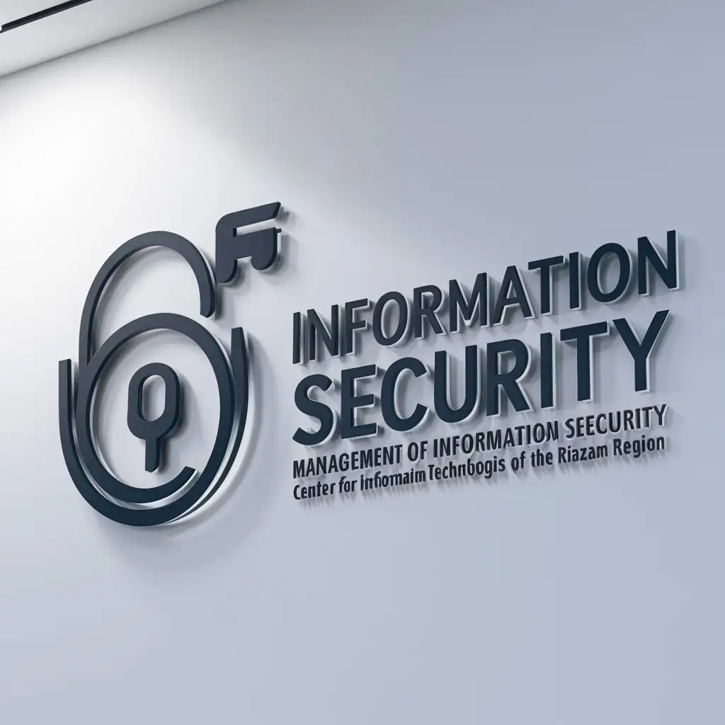 a logo design,with the text "Information Security ", main symbol:Management of information security GKU Riazan region 'Center for Information Technologies of the Riazan region,complex,clear background