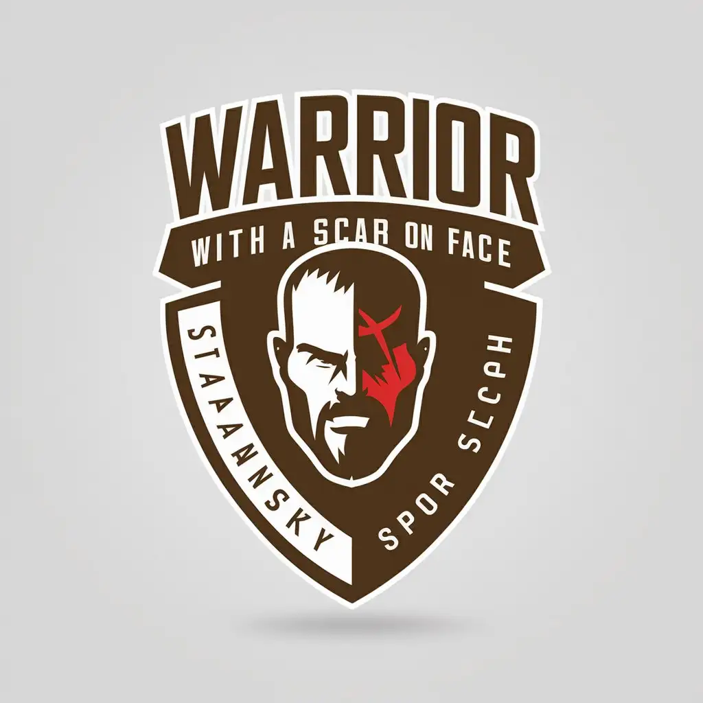 LOGO Design For Slavyansky Sport Warrior with Scar on Face Shield Logo