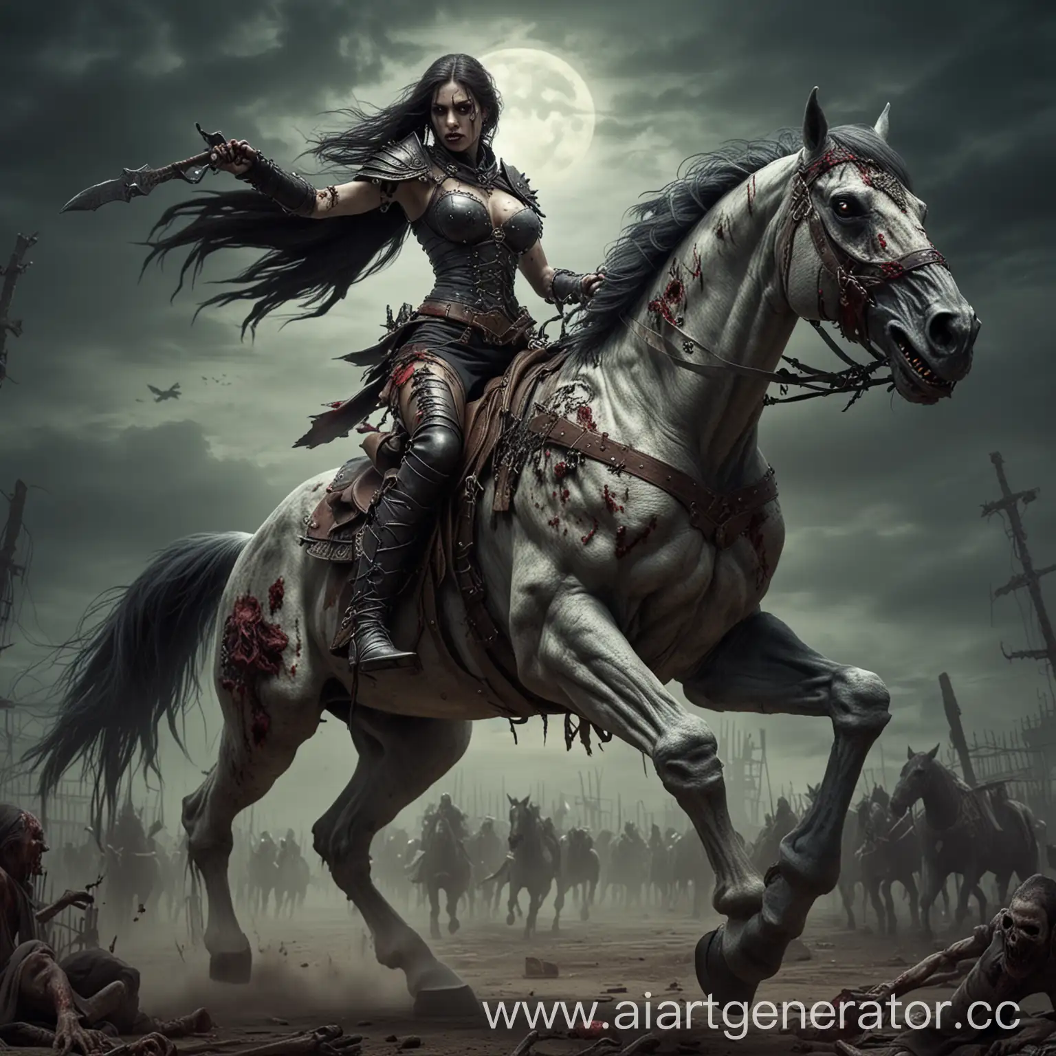 Undead-Female-Warrior-Riding-Zombie-Horse