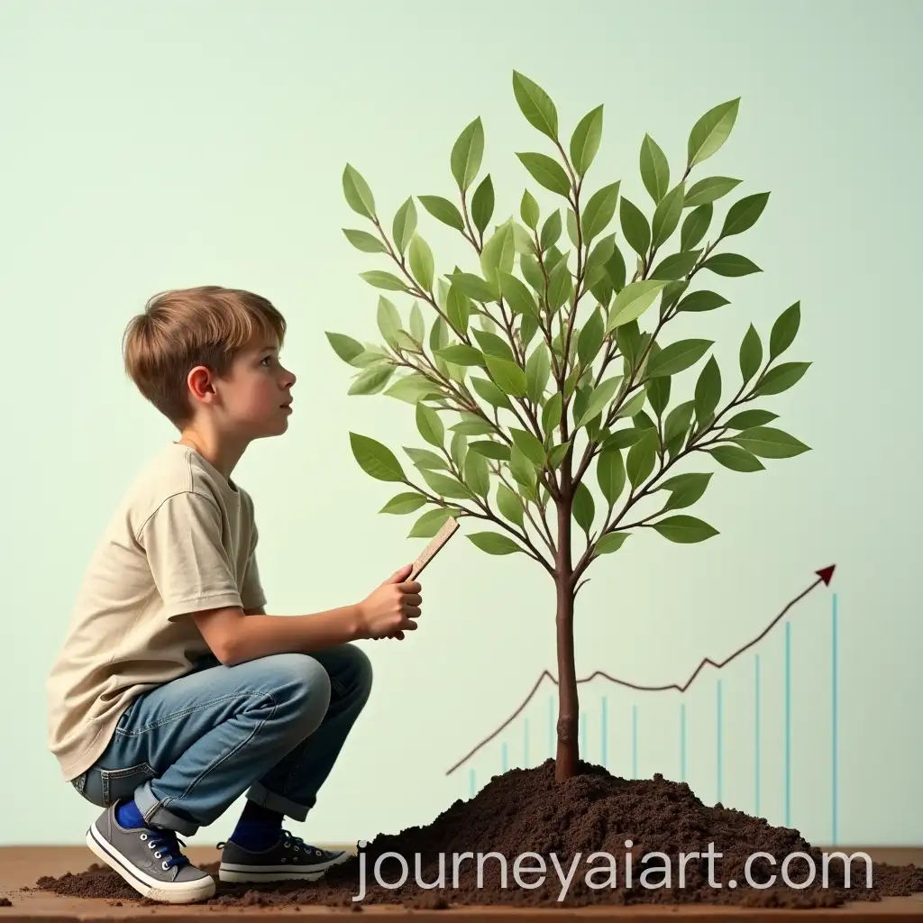 Young-Person-Planting-a-Money-Tree-with-Growth-Chart-in-Background