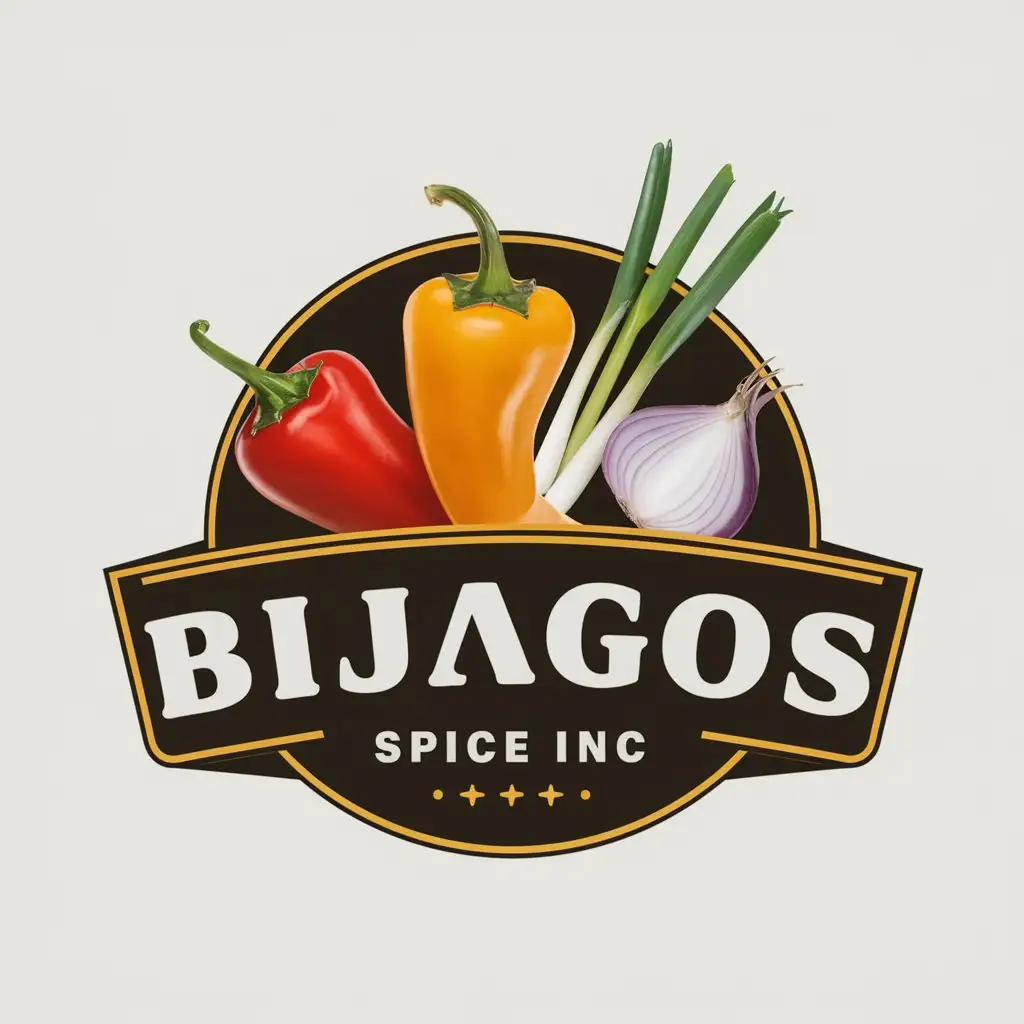 LOGO Design For Bijagos Spice Inc Vibrant Tropical Colors with Habanero Peppers and Fresh Herbs Theme