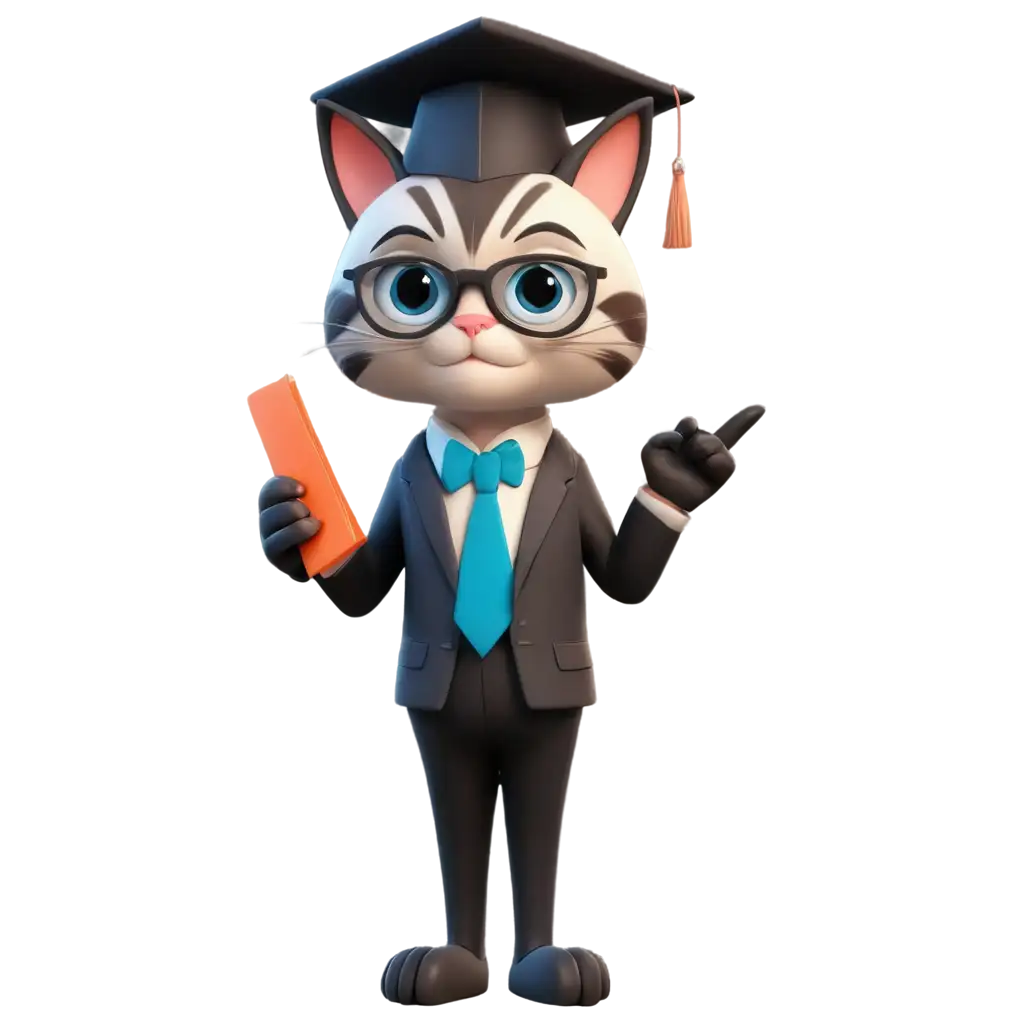 Cartoon-Style-CatTeacher-in-Costume-PNG-Image-Create-Engaging-Educational-Content