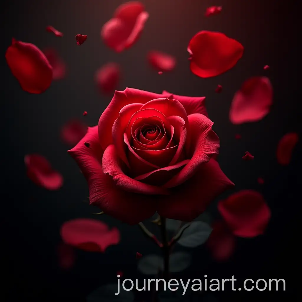 Romantic-Dark-Roses-with-Flying-Petals