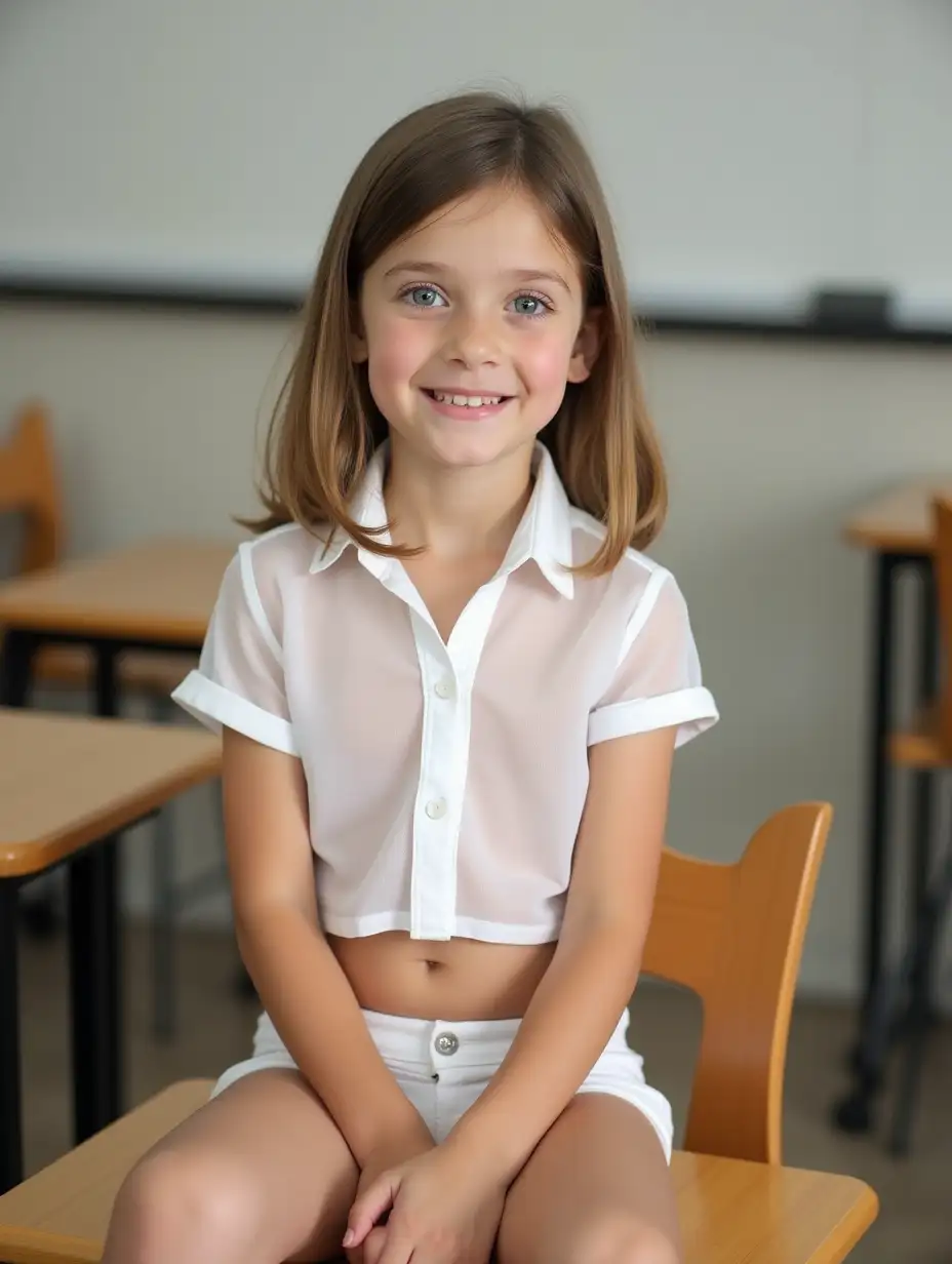 Slender-Girl-with-Light-Brown-Hair-Smiling-in-Empty-Classroom