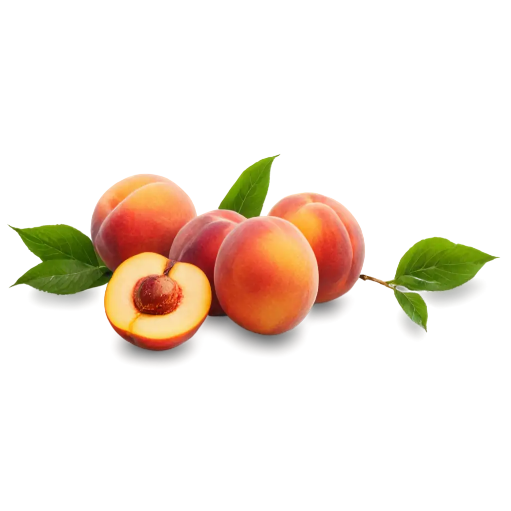 HighQuality-PNG-Image-of-Peaches-with-Leaflets-for-Enhanced-Visual-Appeal