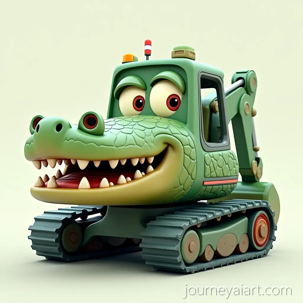 3D-Cartoon-ExcavatorCrocodile-inspired-excavator-Inspired-by-a-Crocodile-with-Detailed-Textures-and-Cool-Lighting