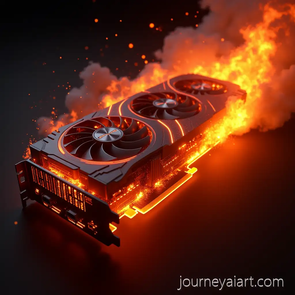 Futuristic-HighEnd-GPUHightech-GPU-in-flames-Surrounded-by-Dynamic-Flames-and-Molten-Metal
