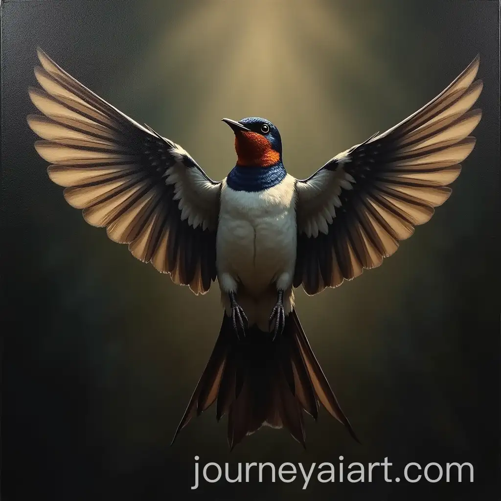 PhotorealisticAI-Art-Prompt-Expansion-Painting-of-a-Powerful-Swallow-Bird-with-Wings-Spread-and-Head-Raised