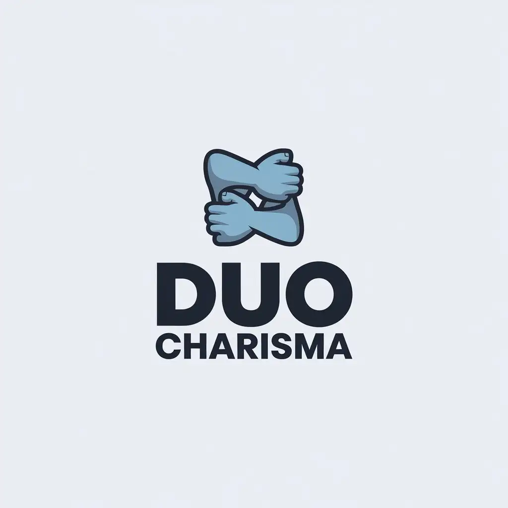 LOGO Design for Duo Charisma Minimalistic Two Arms Grabbing Each Other in Blue Tones for Entertainment Industry