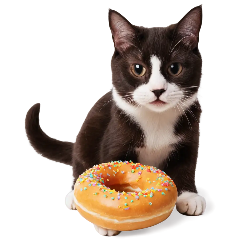 Delightful-Cat-Eating-Donut-PNG-Perfect-for-HighQuality-Digital-Art