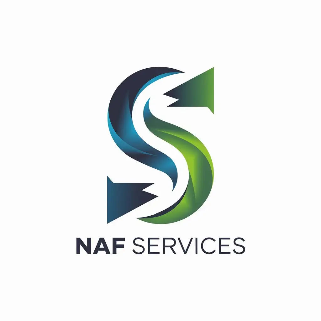 LOGO Design for NAF Services Modern Dynamic Blue Green Stylized S with Arrow Symbolizing Progress