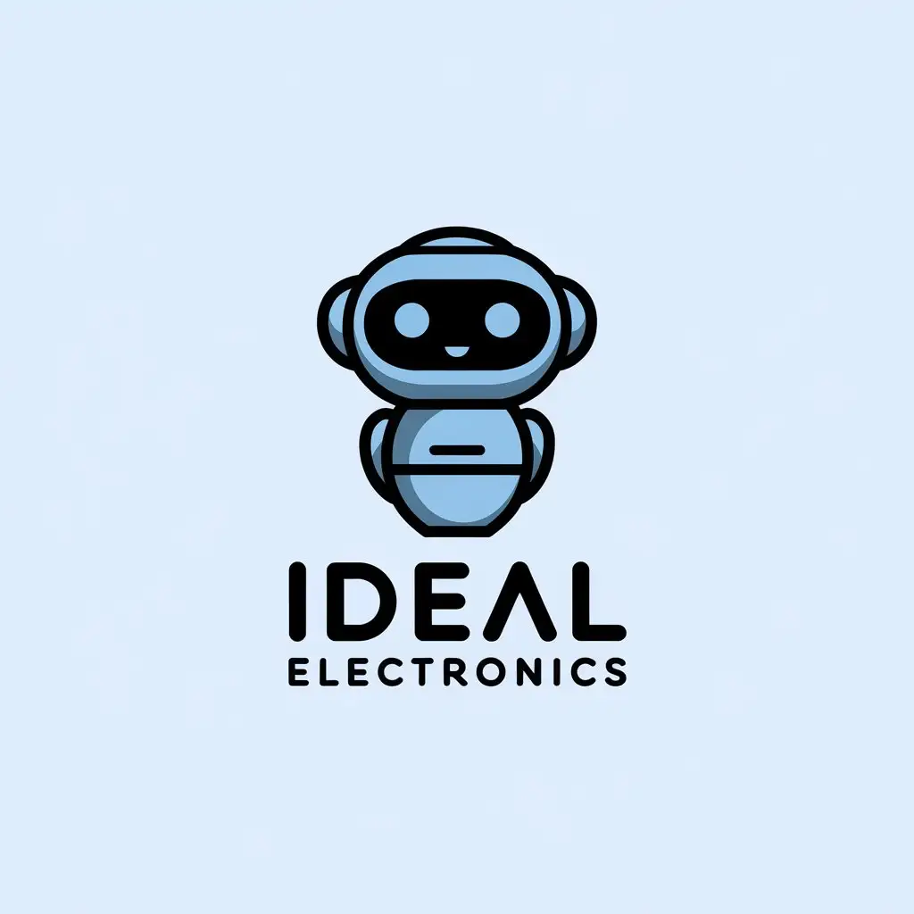 LOGO Design for Ideal Electronics Cute Robot Minimalistic Vector Illustration