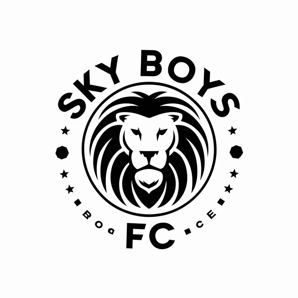 LOGO Design For Sky Boys FC Majestic Lion and Football Theme