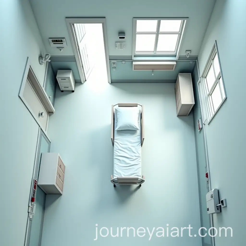 Hospital-Room-with-Two-Doors-Window-and-Surveillance-Equipment
