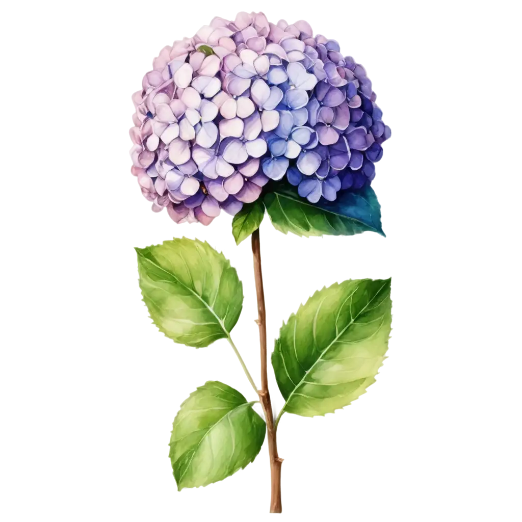 HighQuality-Hydrangea-Flower-PNG-with-Blue-and-Purple-Petals-for-Transparent-Background-Artworks