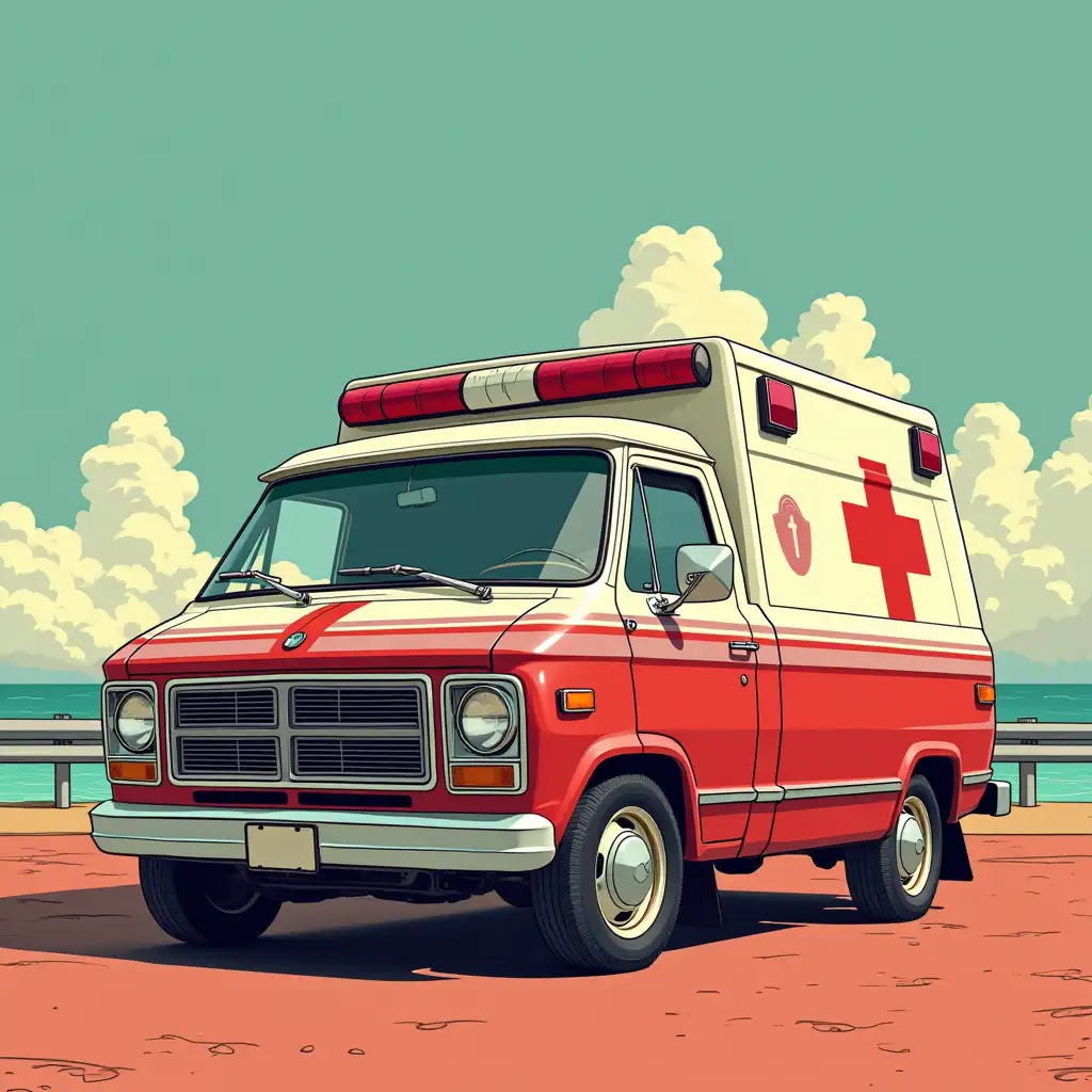 Background in pop art style ambulance