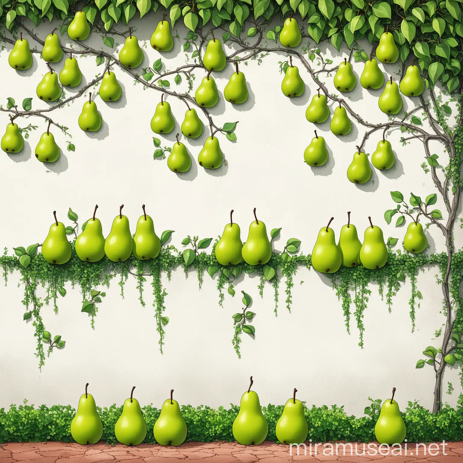 Vintage Cartoon Style White House with Pear Garden