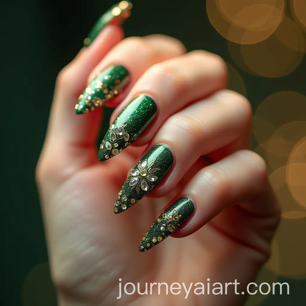 Macro-Shot-of-Elegant-Hand-with-CrystalEncrusted-Stiletto-Nails-Featuring-Art-Nouveau-and-Art-Deco-Designs