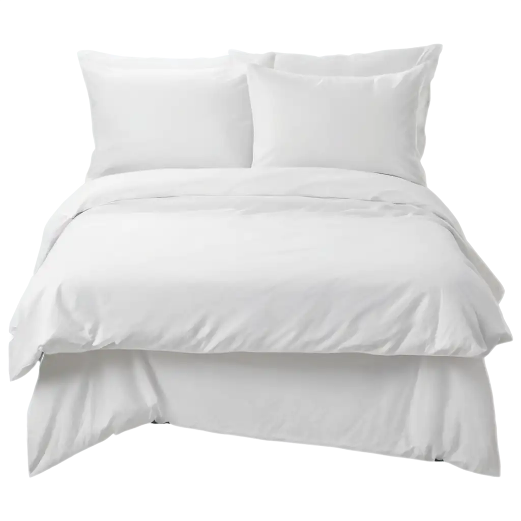 Bed-with-White-Sheet-and-Pillowcase-PNG-Serene-Minimalist-Bedroom-Composition