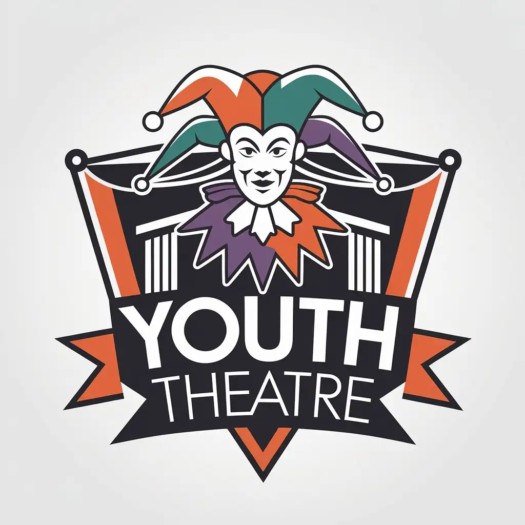 LOGO Design for Youth Theatre Jester Theater Theme with Minimalist Style