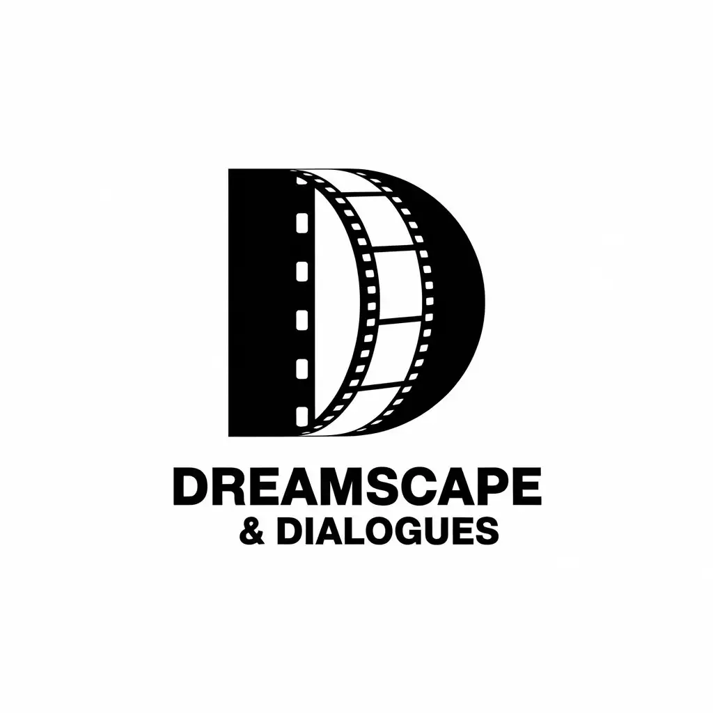 LOGO Design for Dreamscape Dialogues Minimalistic Vector Logo with Double D and Celluloid Film Theme