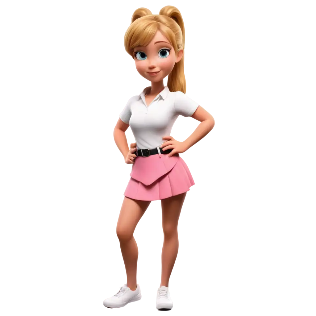 Cartoon-Character-PNG-with-Blonde-Hair-Pink-Skirt-and-White-Shirt-HighQuality-Image-for-Versatile-Use