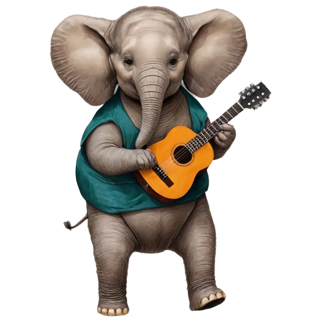 An elephant playing a guitar