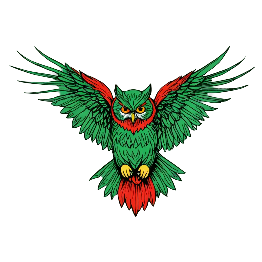 Vicious-Green-and-Red-Owl-PNG-in-Comic-Book-Style-HighQuality-Image-for-Digital-Projects