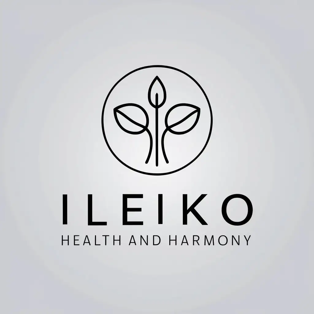 a vector logo design,with the text "ILEIKO  health and harmony", main symbol:Nutritionology, harmony, health,Minimalistic,be used in Beauty Spa industry,clear background